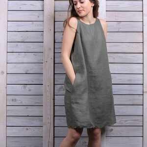 Linen Mini Summer Dress / Loose Fit Dress With Pockets / Dress - Etsy