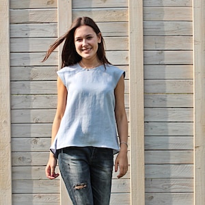 Linen summer blouse / Flax top for woman / Modern summer flax cloth image 2