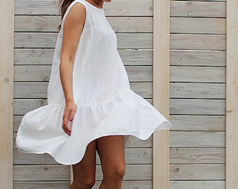 Linen summer dress / Sleeveless dress / Day dress / loose fit dress