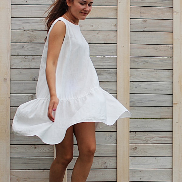 Linen summer dress / Sleeveless dress / Day dress / loose fit dress