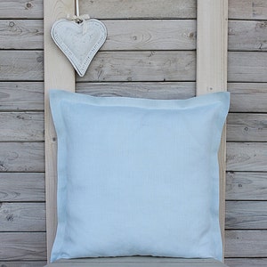 Custom size decorative linen pillow shams with flange / Throw pillow  / Home decor / pale blue