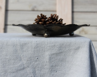 Pure linen tablecloth. Silver Grey. Hand made by LinenSky.