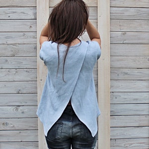 Linen summer blouse / Flax top for woman / Modern summer flax cloth image 1