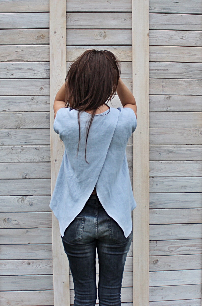 Linen summer blouse / Flax top for woman / Modern summer flax cloth image 1