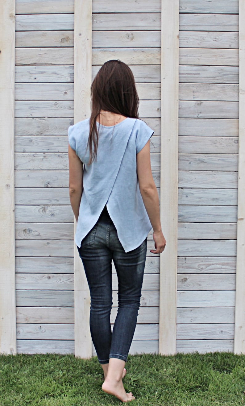 Linen summer blouse / Flax top for woman / Modern summer flax cloth image 3