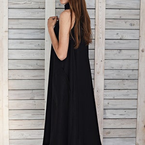 Elegant linen dress / Long linen summer dress / Stylish sleeveless dress / Maternity dress / Linen flare dress / Black image 10