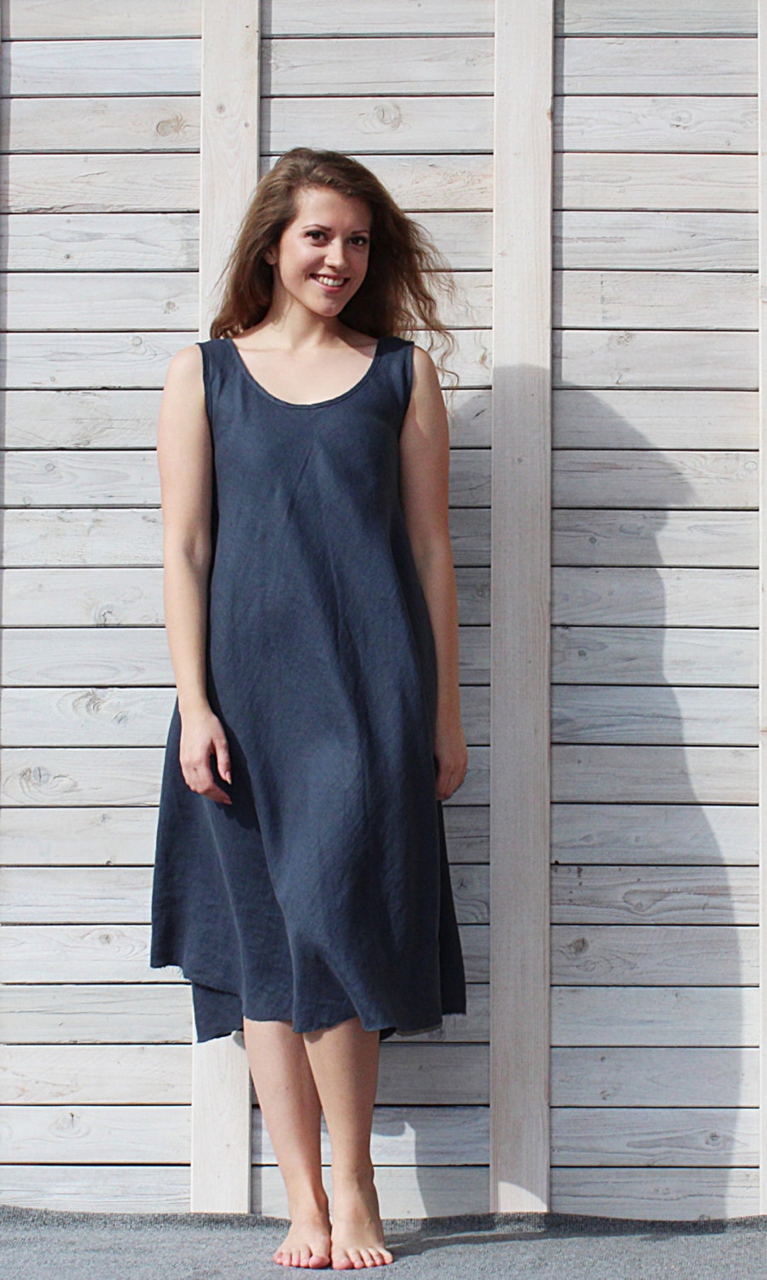 Linen Swing Summer Dress / Sleeveless Dress / Loose Fit Day - Etsy