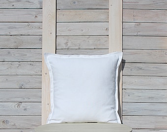 Decorative linen pillow cover in cream white / Linen throw pillow / Custom size