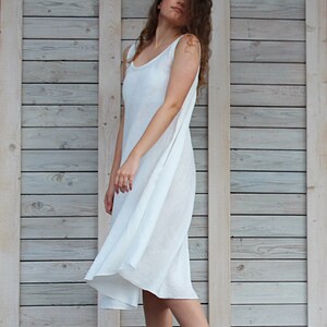 Linen swing summer dress / Sleeveless dress / Loose fit day dress image 3