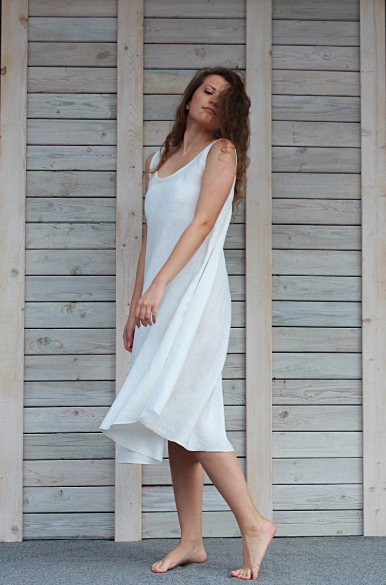 Linen swing summer dress / Sleeveless dress / Loose fit day dress image 3