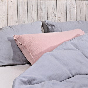 Set of 2 linen pillowcase / Linen pillow shams / Set of 2 linen sham / light gray or/and dusty pink