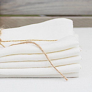 Cream white linen napkins / Set of 12 / Soft, stonewashed linen