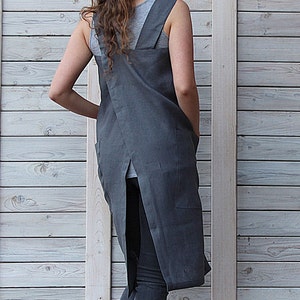 Full linen apron / Cross back apron / Linen Pinafore image 3