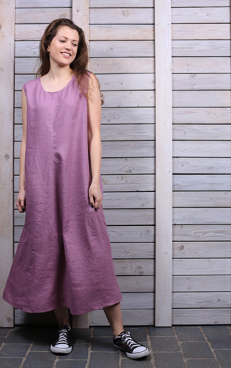 Elegant Linen Dress / Long Linen Dress / Casual Summer Dress / Etsy