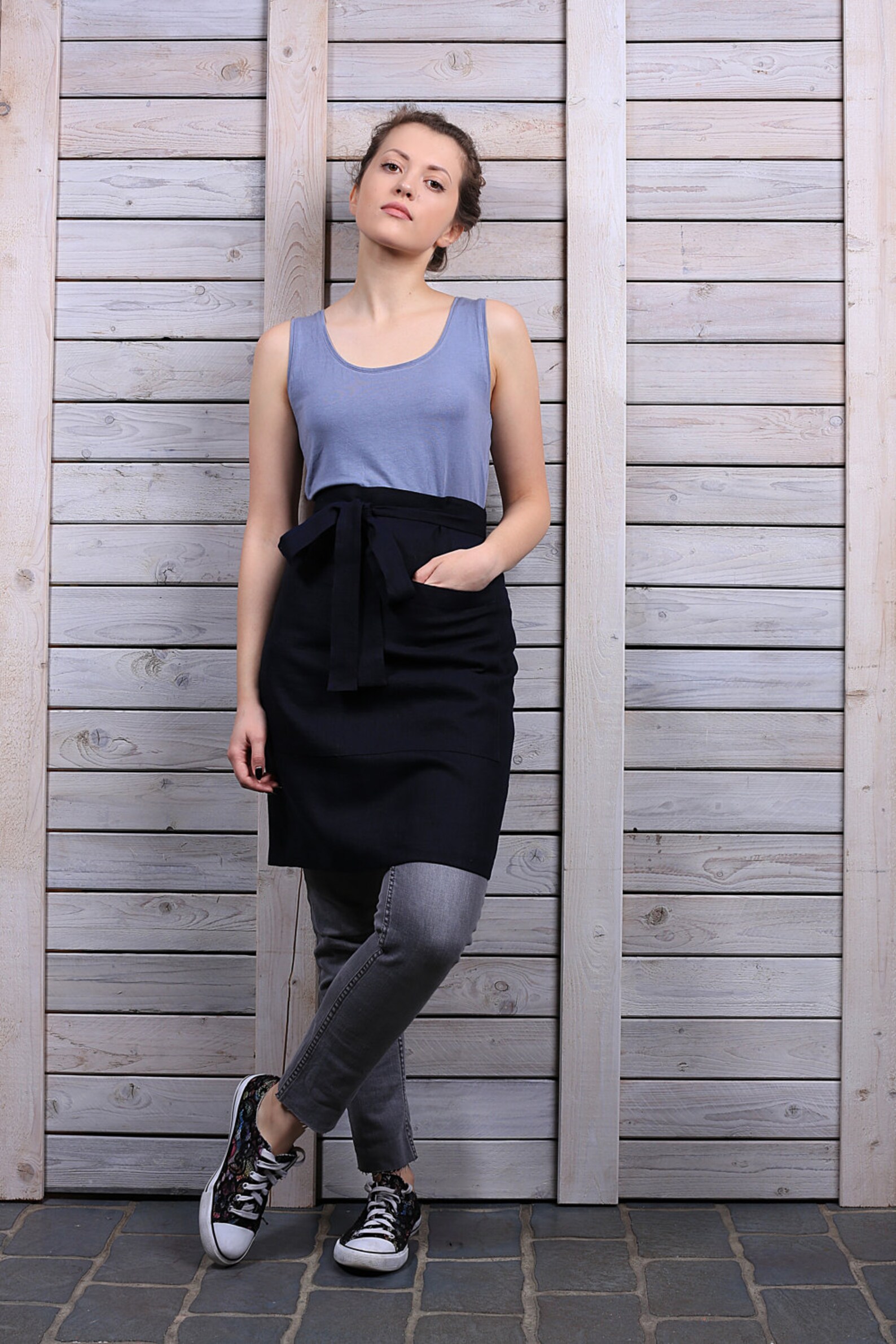 Linen Chef Apron / Linen Cafe Wrap Apron / Man's Linen Etsy