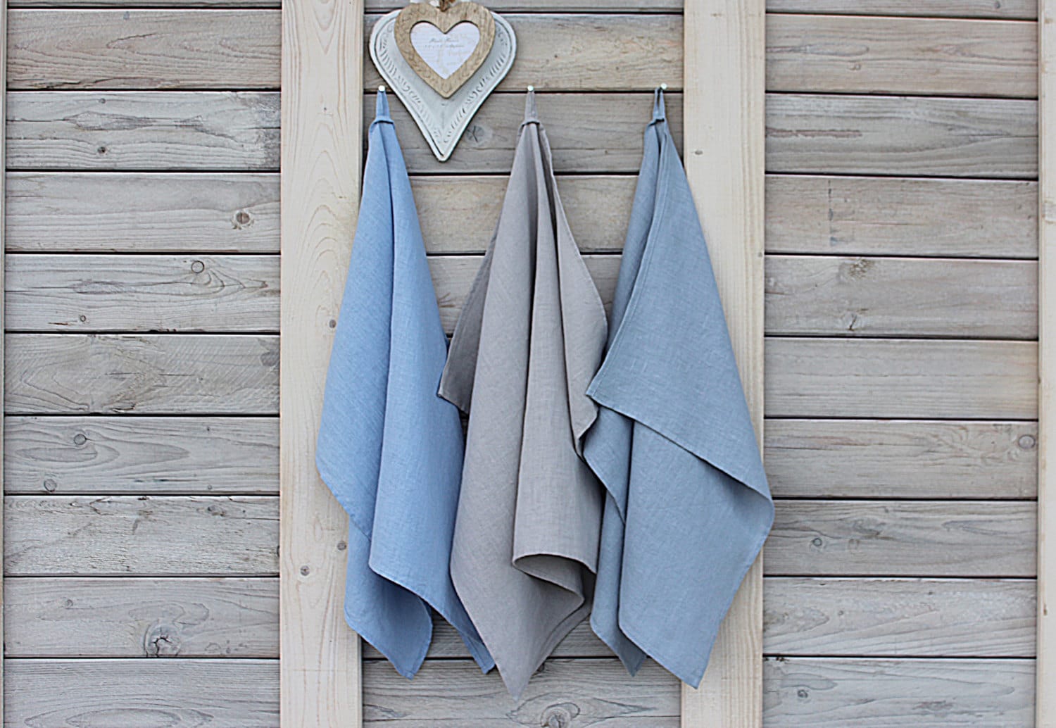 Linen Towels, Set of three Dark Grey Kitchen towels - Linenbee