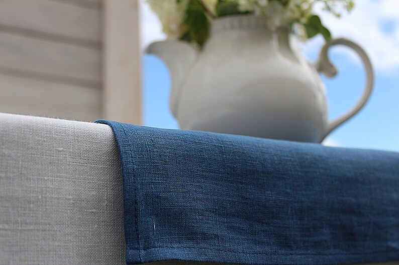 Steel Blue Linen Napkins / Set of 12 / Washed Linen Napkins Etsy