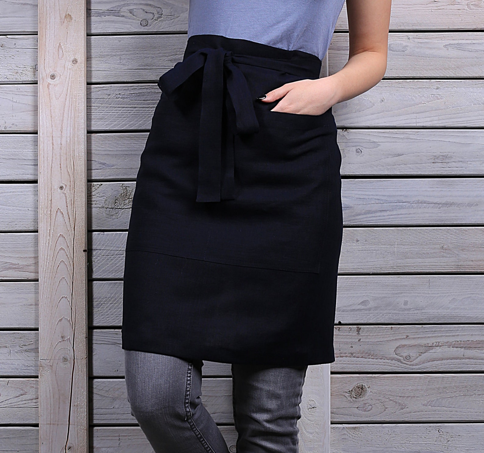 Linen Chef Apron / Linen Cafe Wrap Apron / Man's Linen Etsy