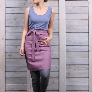 Organic apron / Linen cozy apron / Linen apron / pocket linen apron / lilac