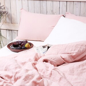 Eco friendly linen duvet cover  /Soft pure linen bedding / Linen duvet cover in dusty pink color
