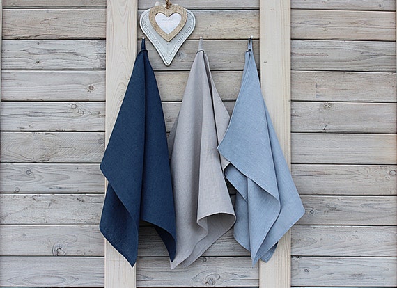 Linen Kitchen Towel - Blue Stripes | Set of 3