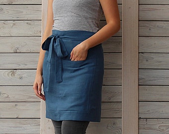 Daily linen apron / Linen cooking apron / Waitress apron