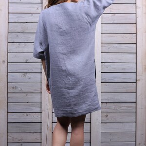 Linen tunic dress / Linen summer tunic / Organic casual dress / silver gray image 5