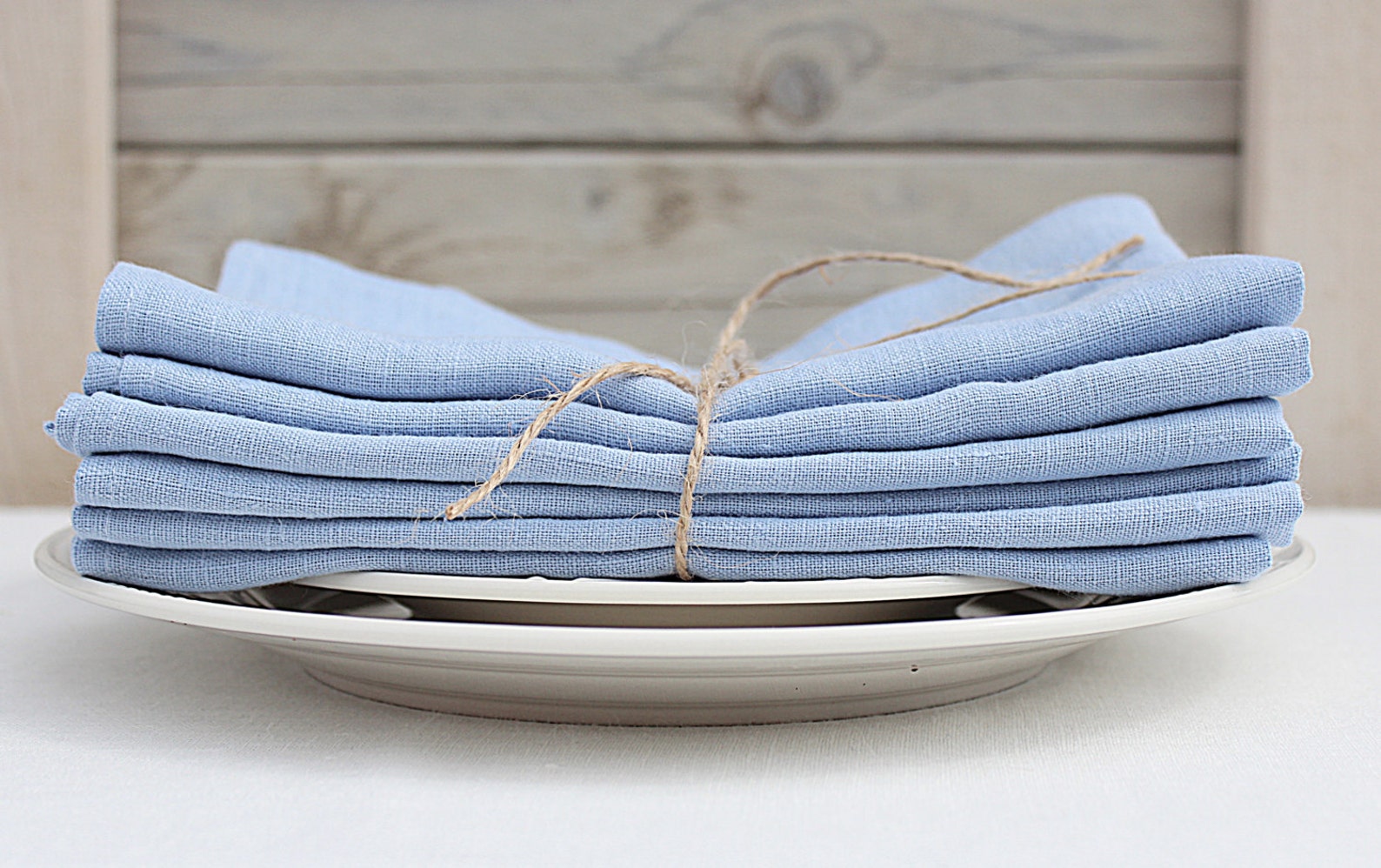 Ice blue linen napkins / Set of 12 / Softened washed linen Etsy