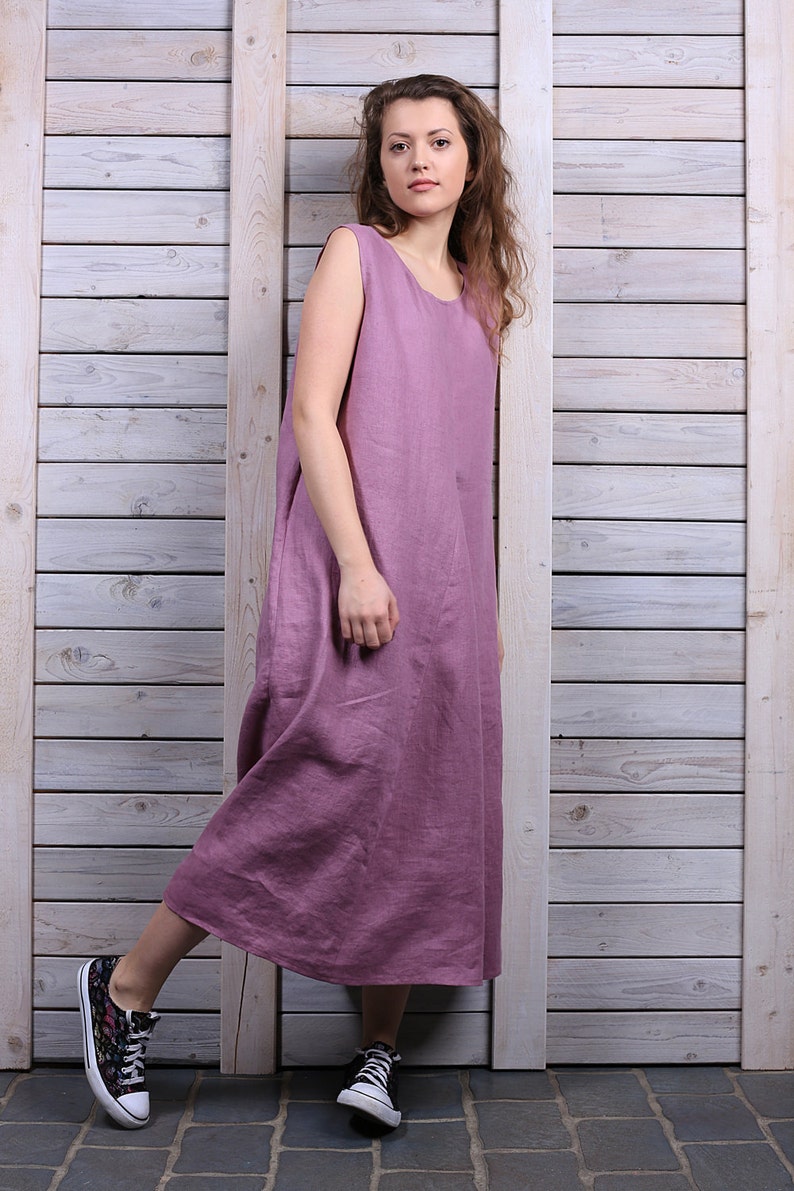 Elegant Linen Dress / Long Linen Dress / Casual Summer Dress / - Etsy