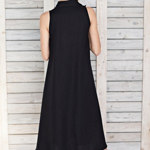 Elegant linen dress / Long linen summer dress / Stylish sleeveless dress / Maternity dress / Linen flare dress / Black image 5