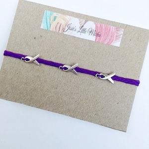 Cancer Awareness Bracelet / Awareness Bracelet / Cancer Bracelet / Ribbon Bracelet / Cancer Awareness friendship bracelet / purple bracelet