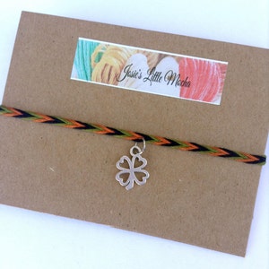 Pulsera de trébol de cuatro hojas / pulsera de encanto de la suerte / pulsera de deseos / pulsera hecha a mano / pulsera de la suerte / pulsera de la buena suerte / pulsera de la suerte