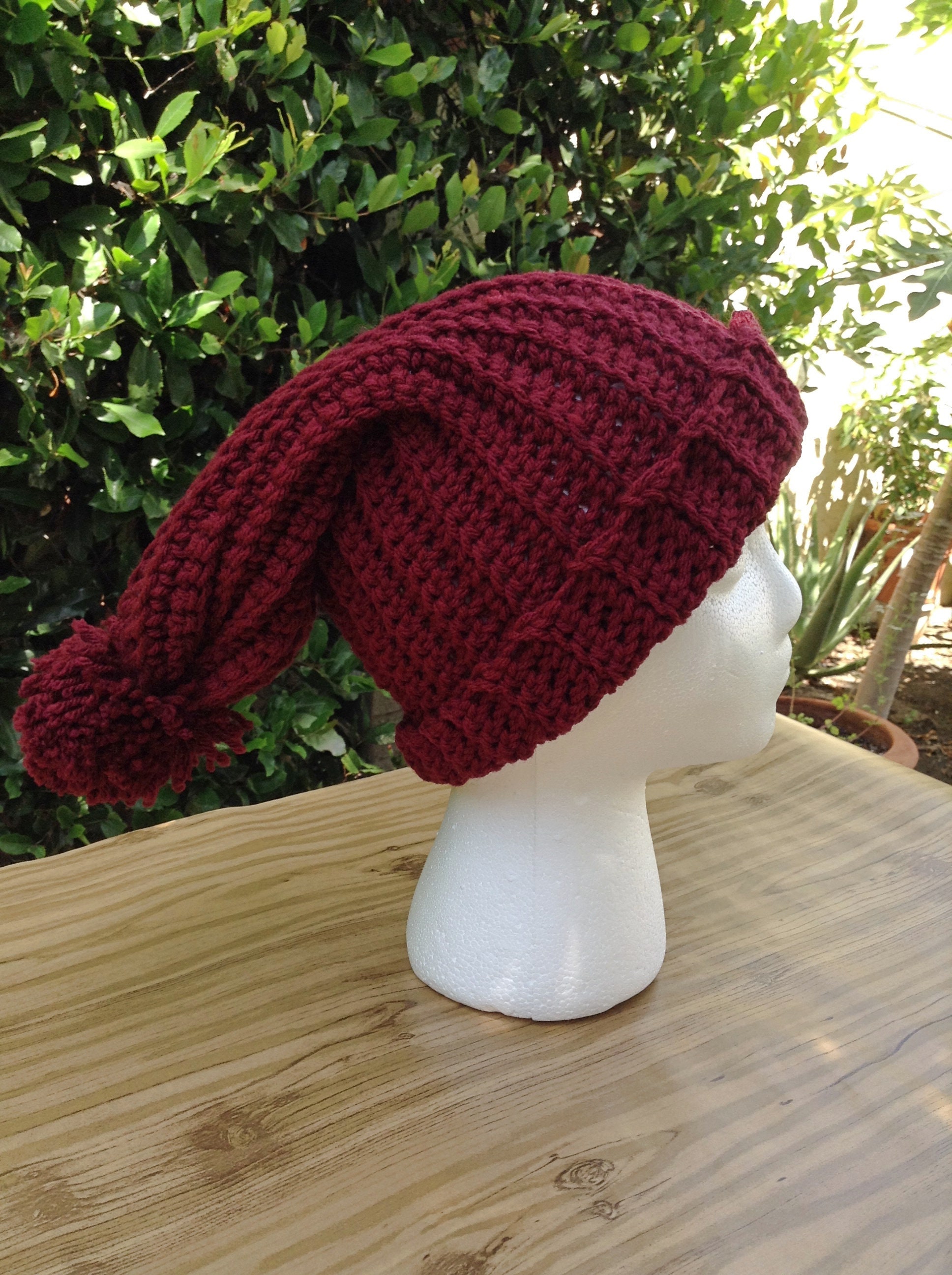 Burgundy Slouchy Hat - Etsy