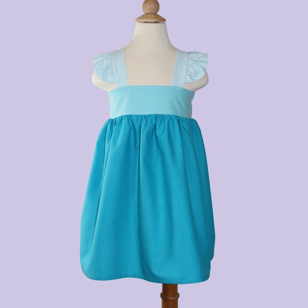 Elsa Inspired Princess Dress: Blue Flutter Sleeve Baby Toddler Dress