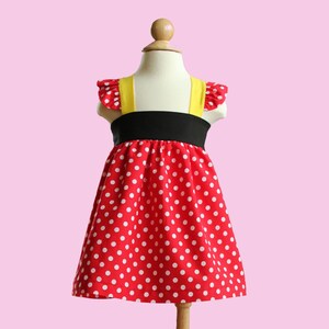 Red and White Dot Baby Toddler Dress with Bow Tie Back Mickey Mouse Disney inspired