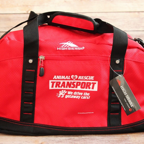 Transport Bag + Free 4"x6" Transport Magnet or Decal, Animal Rescue Transport, We Drive the Getaway Cars, Transporter Duffel Bag, Dog Rescue