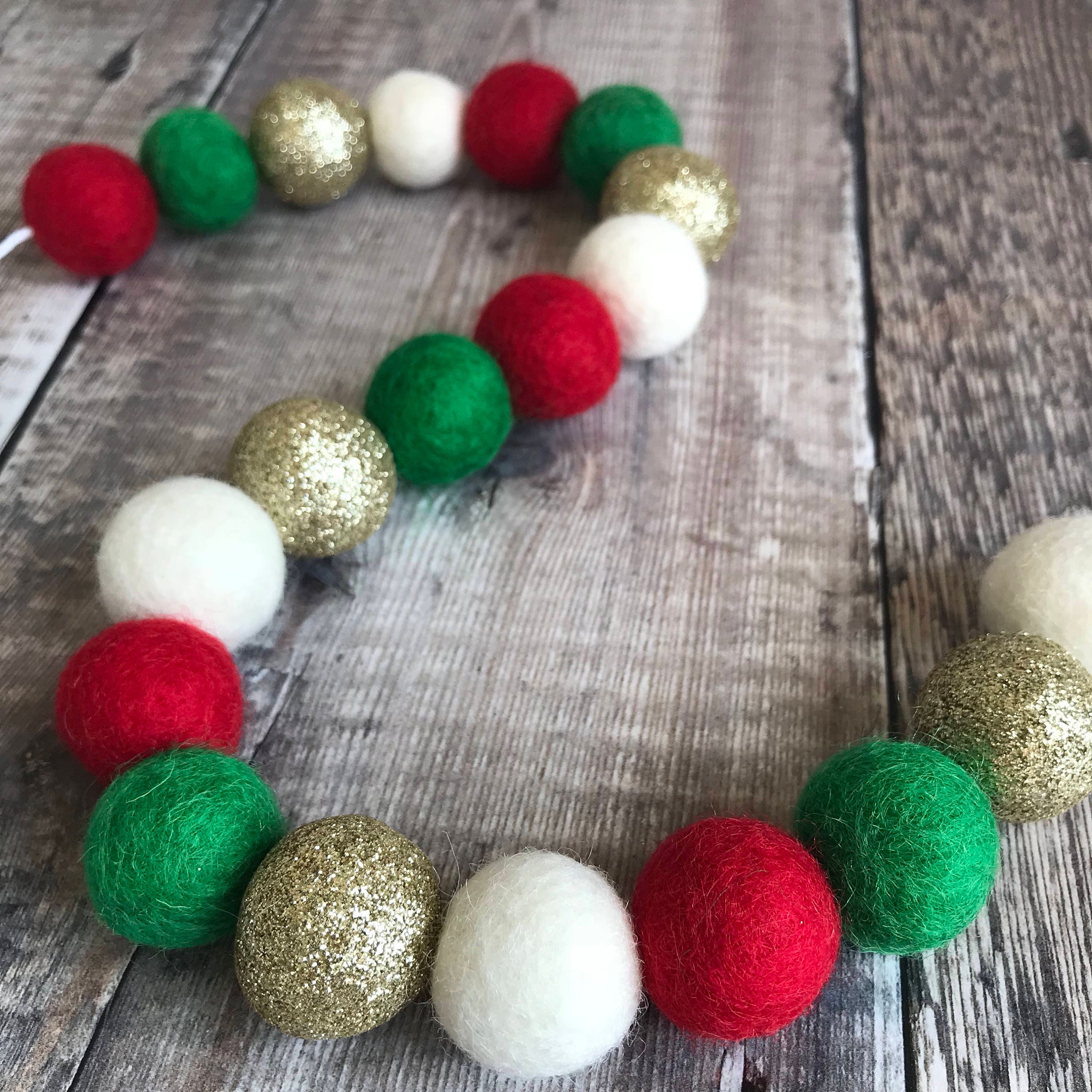 Christmas Garland Christmas Felt Ball Garland Christmas Etsy UK
