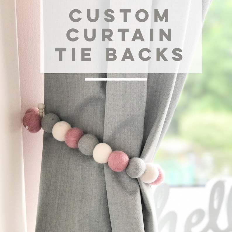 CUSTOM Curtain Tie Backs Felt Ball Pom Pom. Pick Your Own Etsy