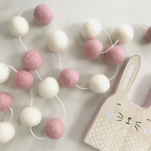 Felt Ball Garland Pink And White Nursery Decor Pom Pom Garland image 1