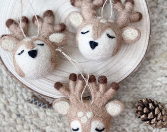 Deer Hanging Christmas Decorations Made of Wool