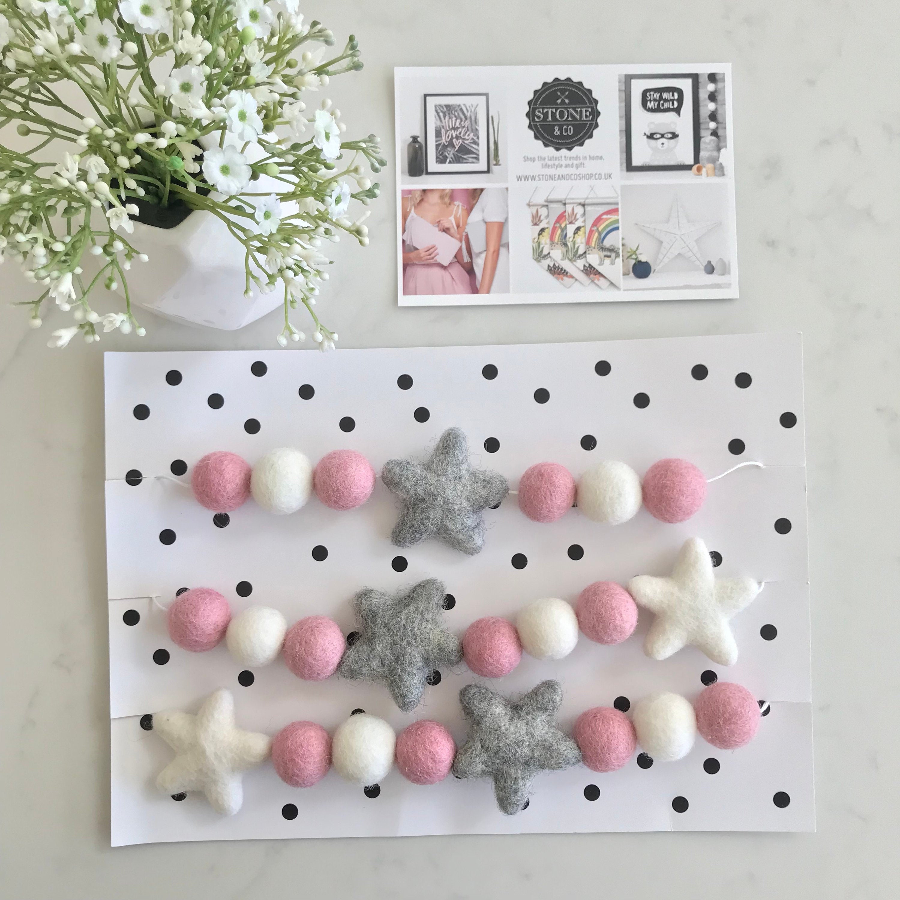 Nursery decor Felt Ball pom pom garland Star Garland Etsy