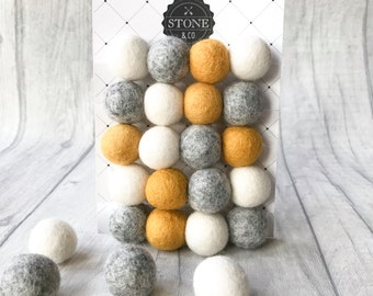 Felt Ball Pom Pom Garlands in Natural Grey, Mustard, White For Nursery, Bedrooms, Decorations, Decor