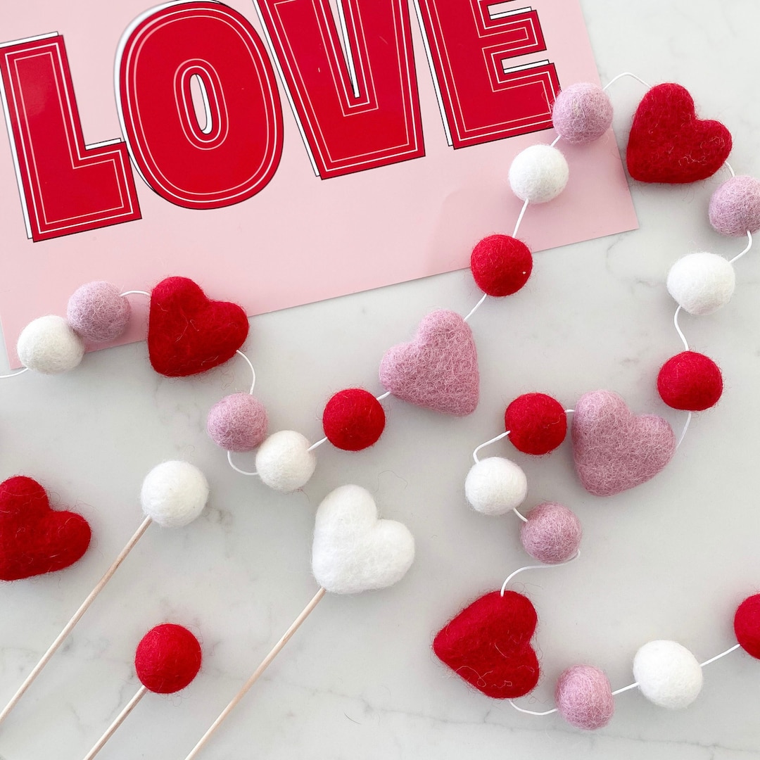 Red and Pink Valentines Heart Hanging Garland Decoration, Anniversary ...