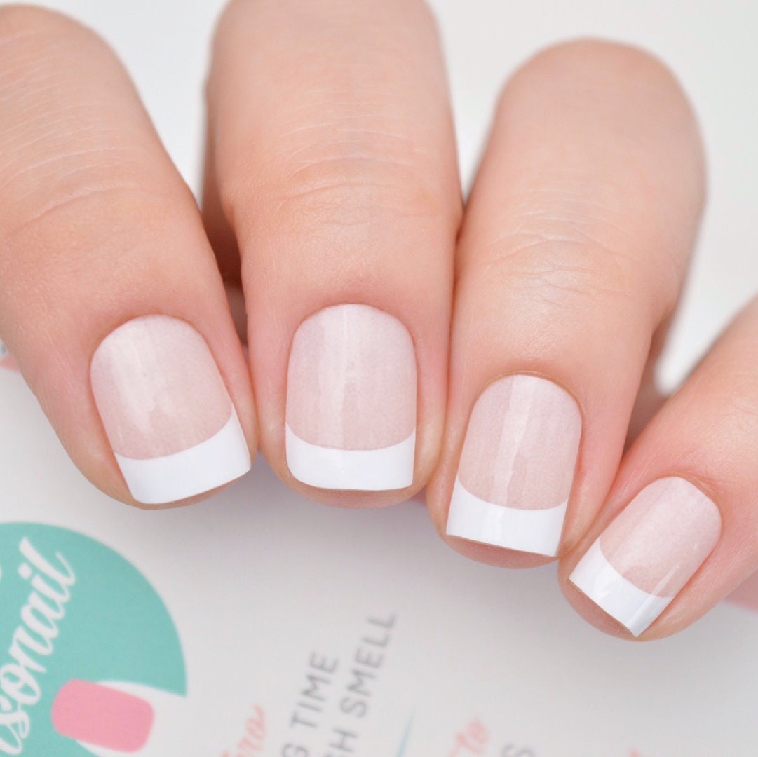 Classic French Tips Nail Polish Wraps Etsy
