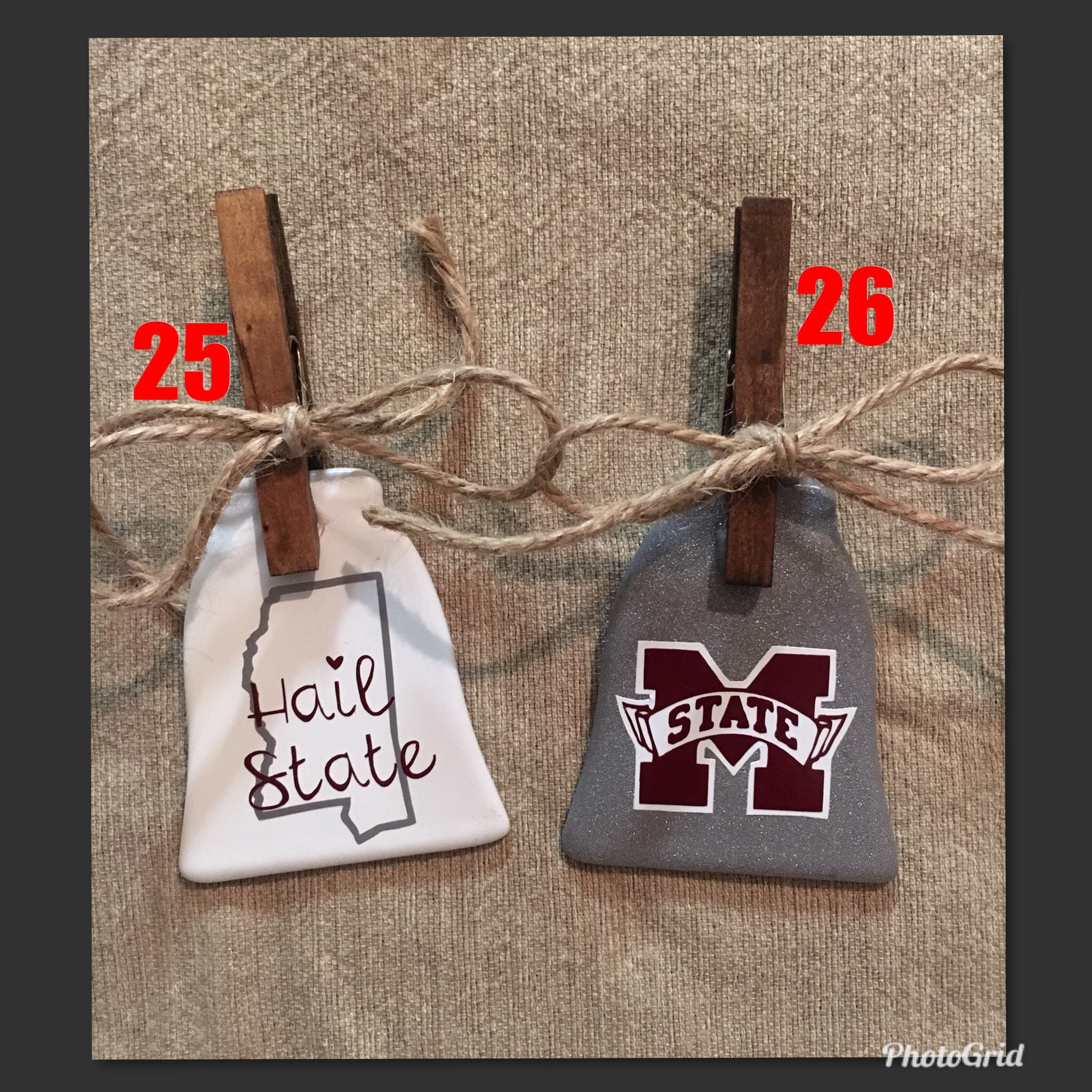 MS State Cowbell ornaments Etsy