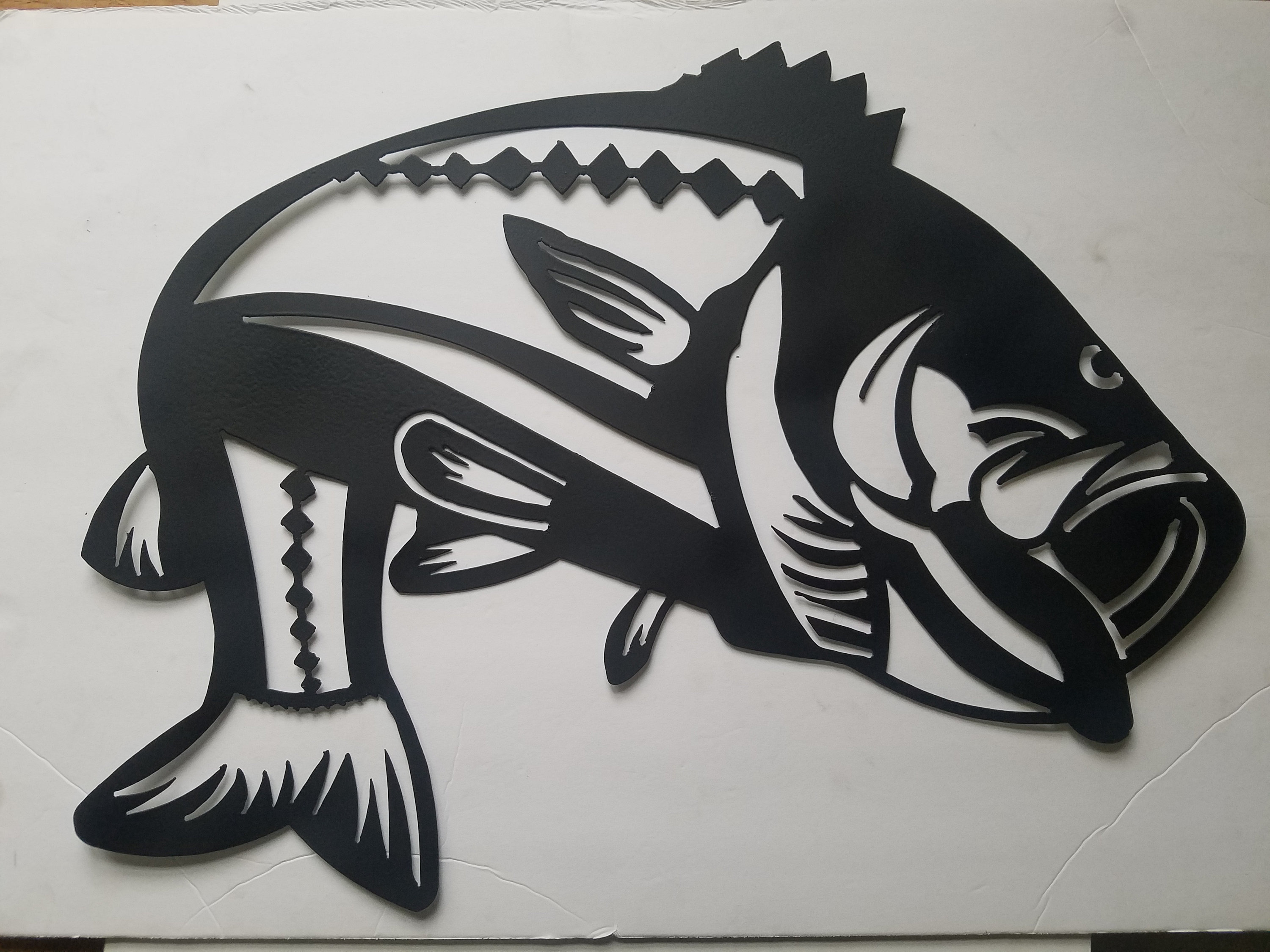 Bass Metal Wall Art Cut From My Plasma Cutter and Painted, Size is 16 X