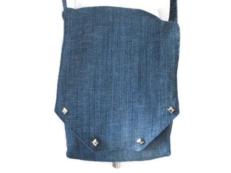 Handmade Denim Purse Denim Purse Denim Messenger Bag Crossbody Messenger Bag Jean Messenger Bag Upcycled Denim Jeans Lined Denim Purse