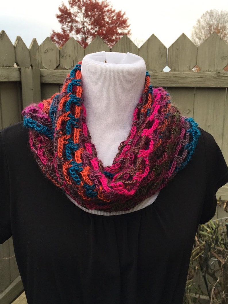 Multi Color Knit Scarf Handmade Crochet Scarf Open Weave Etsy