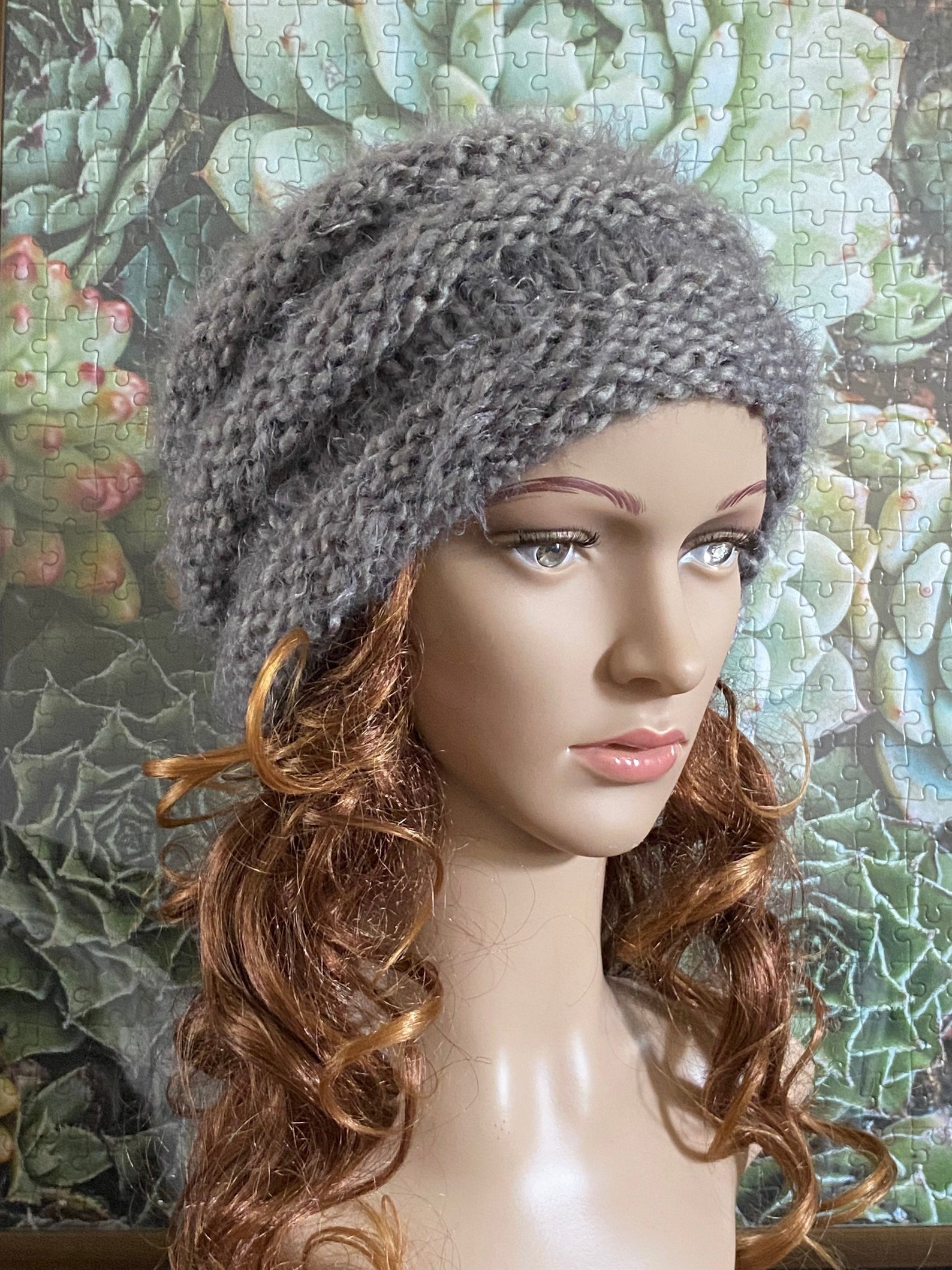 Hand Knit Winter Hat, Beehive Winter Hat, Soft Winter Hat, Fuzzy Knit Hat, Winter Accessory