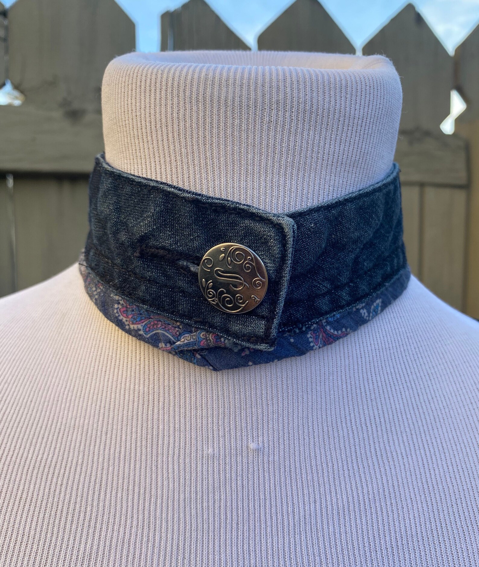 Denim Choker Upcycled Jean Choker Denim Button Necklace Handmade Denim ...